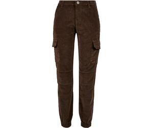 Urban Classics Women's Ladies High Waist Cargo Corduroy Trousers, Dark Olive, L