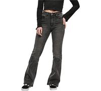 Urban Classics Women's Ladies High Waist Flared Denim Pants Jeans, Black Heavy Acid Washed, W27