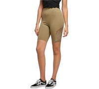 Urban Classics Women's Ladies High Waist Lace Inset Cycle Shorts Yoga, Khaki, XS
