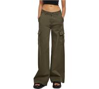 Urban Classics Women's Tb6040-ladies High Waist Wide Leg Twill Cargo Pants, Olive, 8