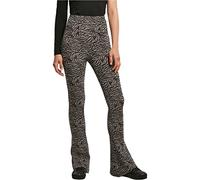 Urban Classics Women's Ladies High Waist Zebra Boot Cut Leggings, Asphalt/Black, M