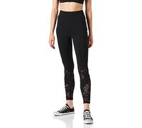 Urban Classics Women's Ladies Highwaist Lace Inset Leggings, Black, M