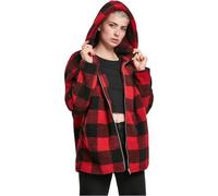 Urban Classics Ladies Hooded Oversized Check Sherpa Jacket Winter Jacket red black L