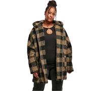 Urban Classics Women's Ladies Hooded Oversized Check Sherpa Jacket, softtaupe/Black, M