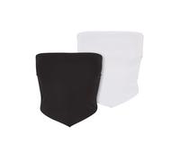 Urban Classics Women's Ladies Knotted Bandeau Top 2-Pack Undershirt, White+Black, XS