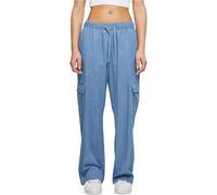 Urban Classics Women's Ladies Light Denim Cargo Pants Pants, SkyBlue Washed,