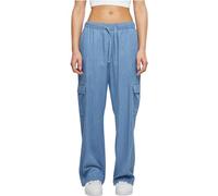 Urban Classics Women's Ladies Light Denim Cargo Pants Pants, SkyBlue Washed,