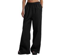 Urban Classics Women's Ladies Linen Mixed Wide Pants Trouser, Black, S
