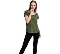 Urban Classics Women's Ladies Long Back Shaped Spray Dye Tee T-Shirt, Green (Olive), M