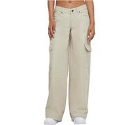 Urban Classics Women's Ladies Low Waist Cargo Denim Pants, Offwhite raw, 2