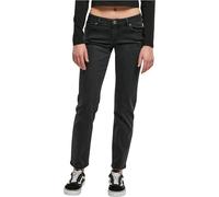 Urban Classics Women's Ladies Low Waist Straight Denim Pants, Black Washed, 30