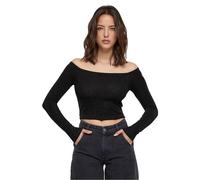 Urban Classics Women's Ladies Off Shoulder Glitter Longsleeve T-Shirt, Black, XXL