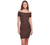 Urban Classics Women's Ladies Off Shoulder Rib Dress, Brown, M