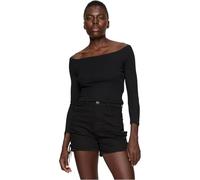 Urban Classics Women's Ladies Off Shoulder Rib Longsleeve T-Shirt, Black, M