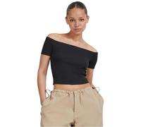 Urban Classics Women's Ladies Off Shoulder Rib Tee T-Shirt, Black, XS