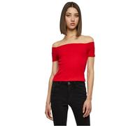 Urban Classics Women's Ladies Off Shoulder Rib Tee T-Shirt, Fire Red, S