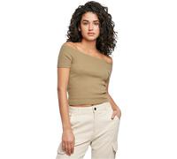 Urban Classics Women's Ladies Off Shoulder Rib Tee T-Shirt, Khaki, XXL
