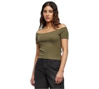 Urban Classics Women's Ladies Off Shoulder Rib Tee T Shirt, Olive, L UK