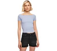 Urban Classics Women's Ladies Off Shoulder Rib Tee T-Shirt, Viola Blue, XS