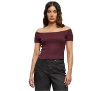 Urban Classics Womens Ladies Off Shoulder Rib Tee Vest, Red (Redwine 02243), XS UK