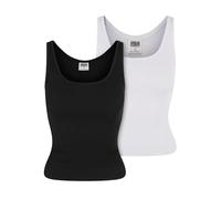 Urban Classics Women's Ladies Organic Basic Rib Top 2 Pack Undershirt, Black+White, S
