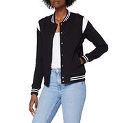Urban Classics Women's Ladies Organic Inset College Sweat Jacket, Black/White, S