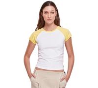 Urban Classics Women's Ladies Organic Stretch Short Retro Baseball Tee T-Shirt, White/vintagesun, 3XL EU