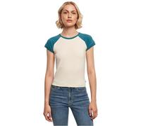 Urban Classics Women's Ladies Organic Stretch Short Retro Baseball Tee T-Shirt, Whitesand/Jasper, M