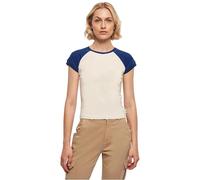 Urban Classics Women's T-Shirt TB5075 – Organic Stretch Retro Baseball Tee Whitesand/Spaceblue XS