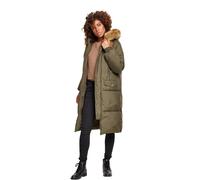 Urban Classics Women's Ladies Oversize Faux Fur Puffer Coat Jacket,Multicolour (Dark Olive/Beige 01481),L