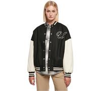 Urban Classics Women's Ladies Oversized Big U College Jacket, Black/Palewhite, 4XL