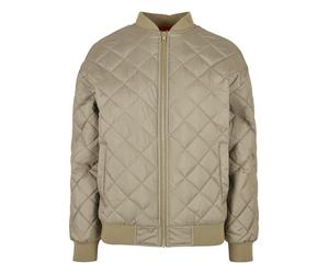 Urban Classics Women's Ladies Oversized Diamond Quilted Bomber Jacket, Khaki, S
