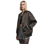 Urban Classics Women's Ladies Oversized Satin Bomber Jacket, Black, S