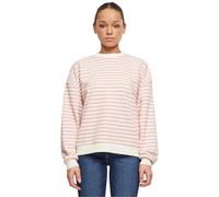 Urban Classics Women's Ladies Oversized Striped Crewneck Sweatshirt, Lemonade Pink/Whitesand, XS