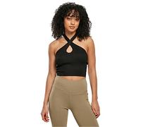 Urban Classics Women's Ladies Rib Knit Crossed Halter Top T-Shirt, Black, XXXXXL