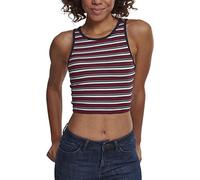 Urban Classics Women's Ladies Rib Stripe Cropped Top, Multicolour (White/Navy/Fire Red 01244), L UK