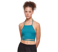 Urban Classics Women's Ladies Rib Trapeze Cropped Top Cami Shirt, Watergreen,