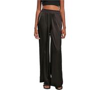 Urban Classics Women's Ladies Satin Wide Leg Pants, Black, S