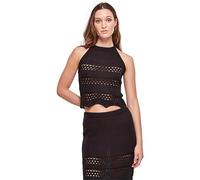 Urban Classics Women's Ladies Short Crochet Knit Neckholder Top Cami Shirt, Black,