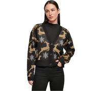 Urban Classics Women's Ladies Short Oversized Christmas Cardigan Sweatshirt, Black/Gold, S