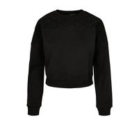 Urban Classics Women's Ladies Short Oversized Lace Inset Crew Sweatshirts, Black, XXXL