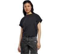 Urban Classics Women's Ladies Short Pigment Dye Cut on Sleeve Tee T-Shirt, Black, S