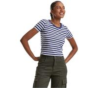 Urban Classics Women's Ladies Short Striped Tee T-Shirt, White/Dark Blue, XL