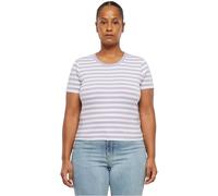 Urban Classics Women's Ladies Short Striped Tee T-Shirt, White/Dustylilac, M