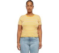 Urban Classics Women's Ladies Short Striped Tee T-Shirt, White/Magicmango, S