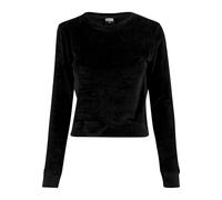Urban Classics Women's Short Velvet Crew Neck Sweatshirt, Black (Black 7), S