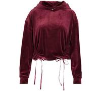 Urban Classics Women's Ladies Short Velvet Gathered Hoody, Red (Port 01157), Small