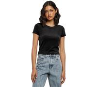 Urban Classics Women's Ladies Short Velvet Tee T-Shirt, Black, S