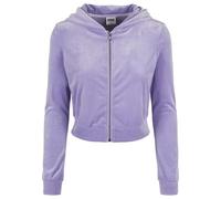 Urban Classics Women's Ladies Short Velvet Zip Hoody Hooded Sweatshirt