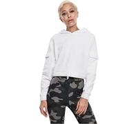 Urban Classics Women's Ladies Short Worker Hoody Hooded Sweatshirt, White, M